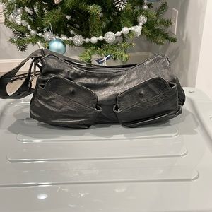 Black leather shoulder bag
